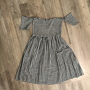 Off the shoulder gingham dress